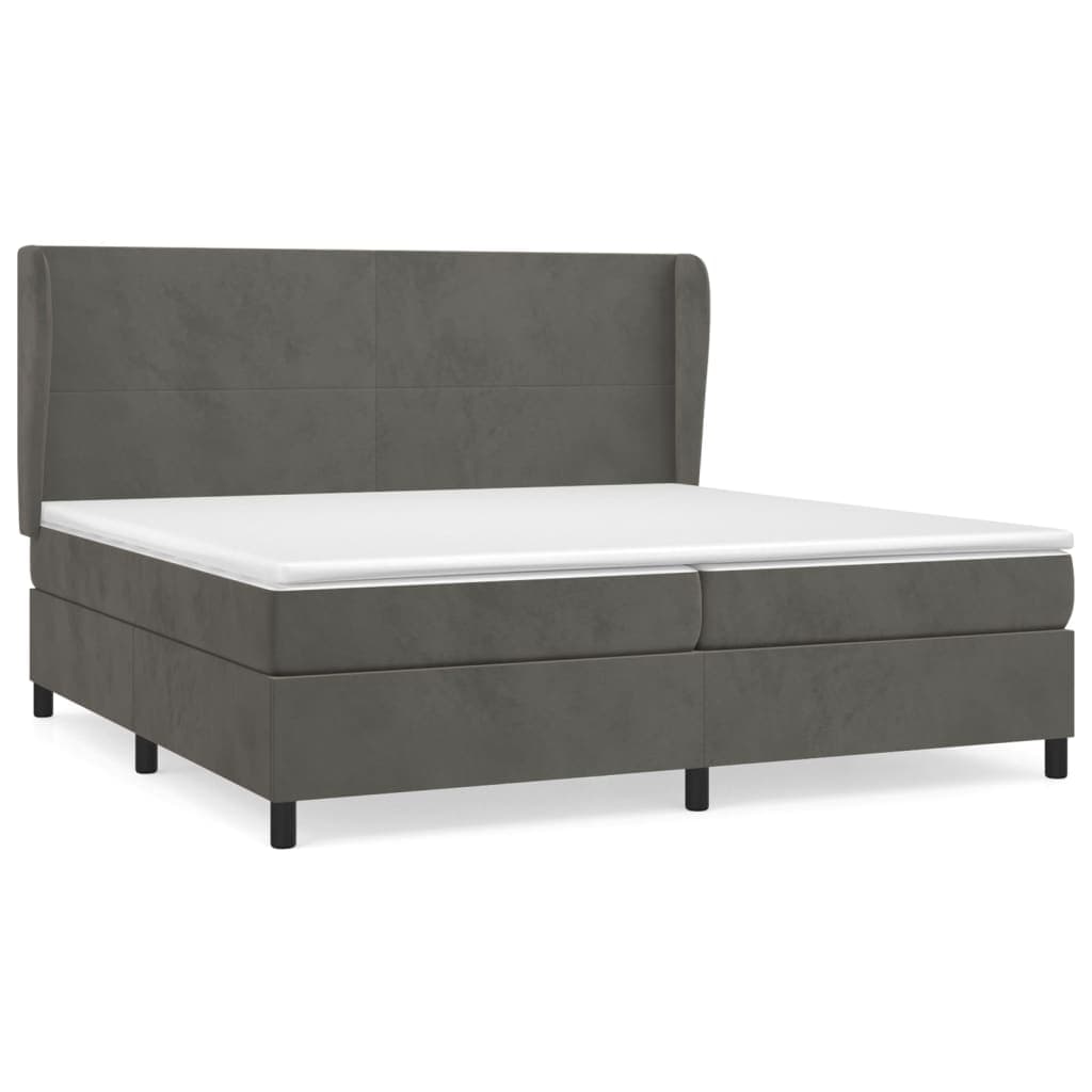 vidaXL Cama com molas/colchão 200x200 cm veludo cinzento-escuro