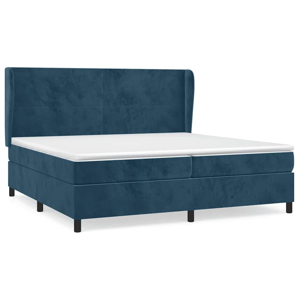 vidaXL Cama com Molas/colchão 200x200 cm Veludo Azul-escuro - 4148229676