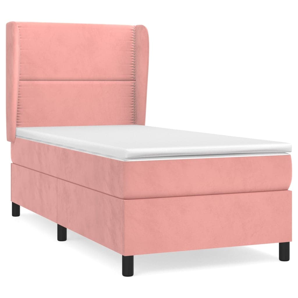 vidaXL Cama com molas/colchão 80x200 cm veludo rosa