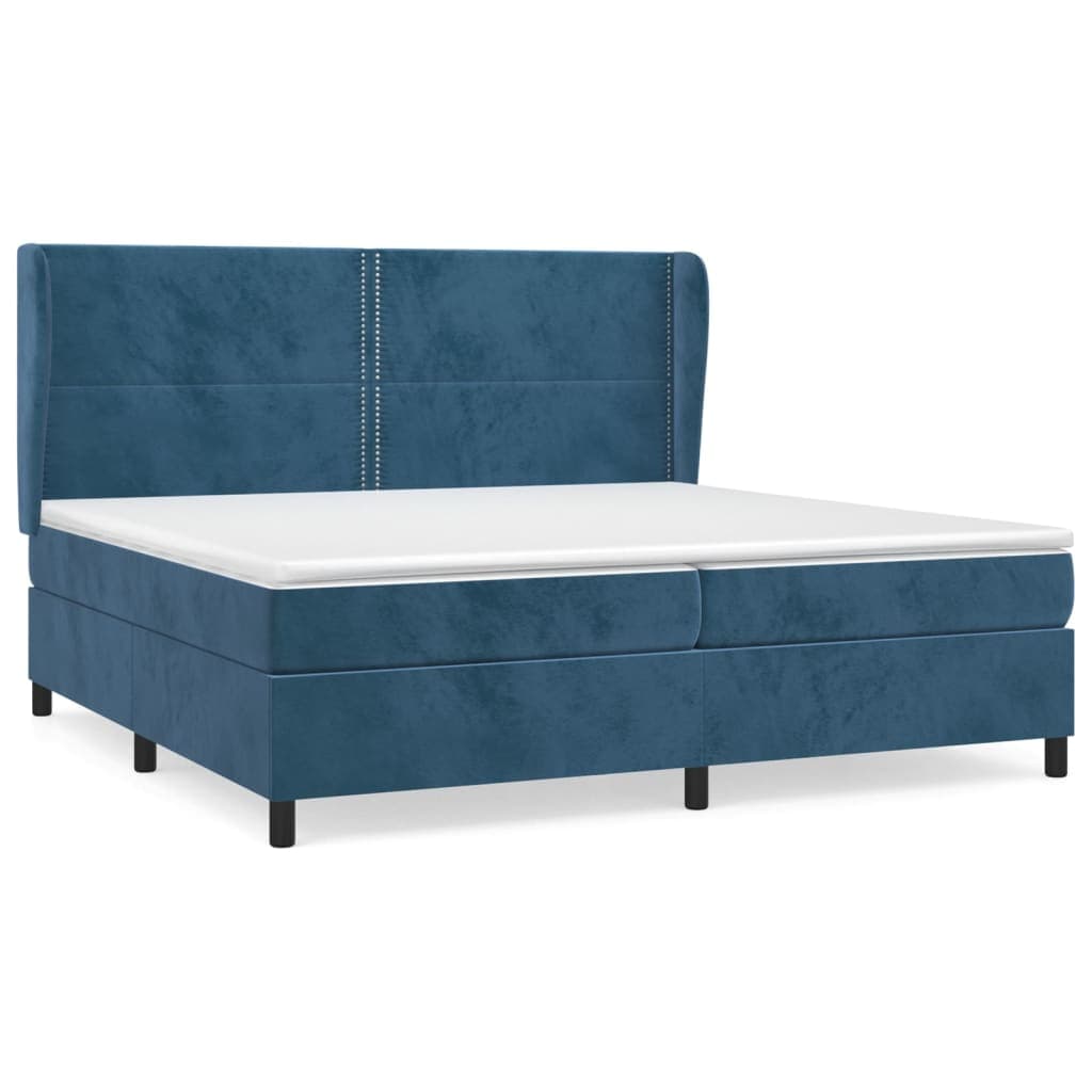 Cama com Molas/colchão 200x200 cm Veludo Azul-escuro - 3129175