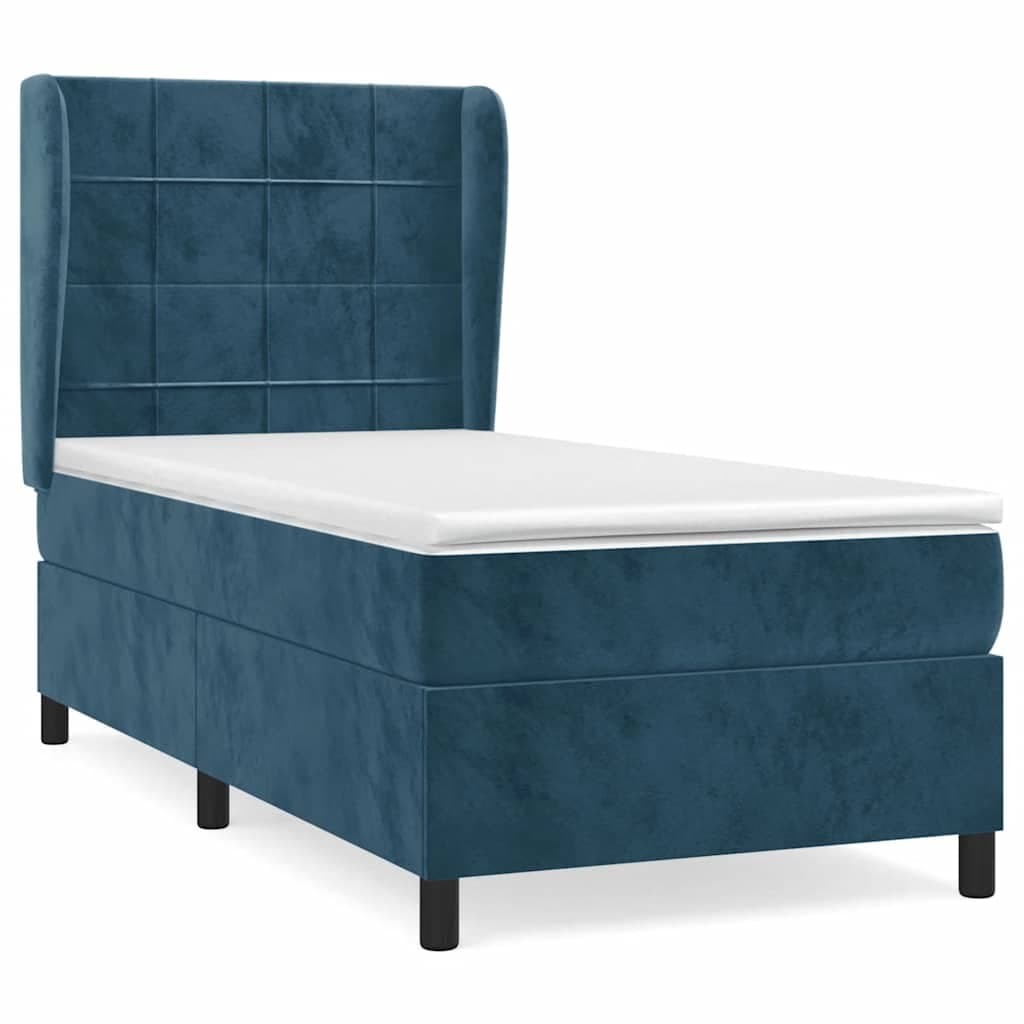 vidaXL Cama com Molas/colchão 90x190 cm Veludo Azul-escuro - 3364629577