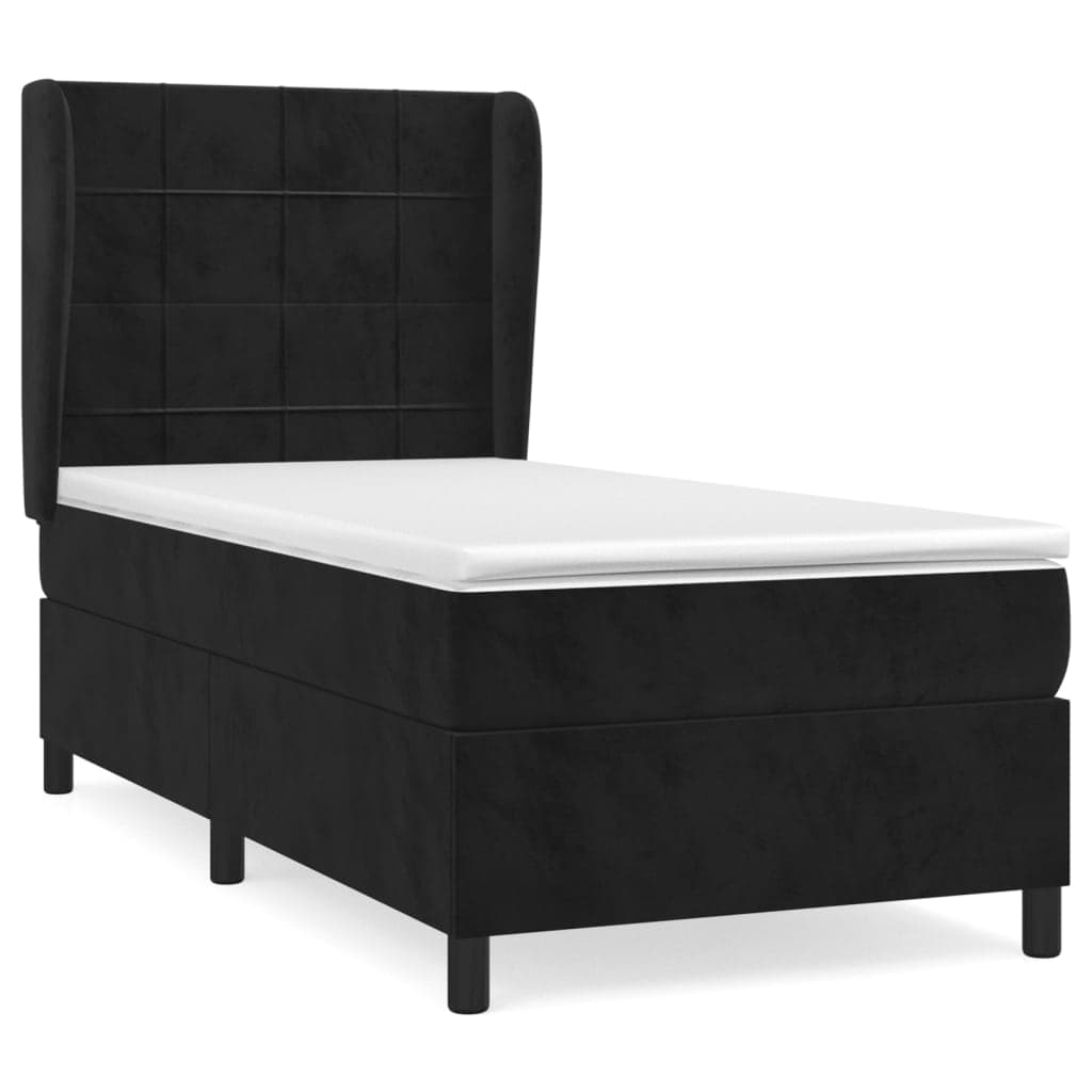 vidaXL Cama com molas/colchão 100x200 cm veludo preto