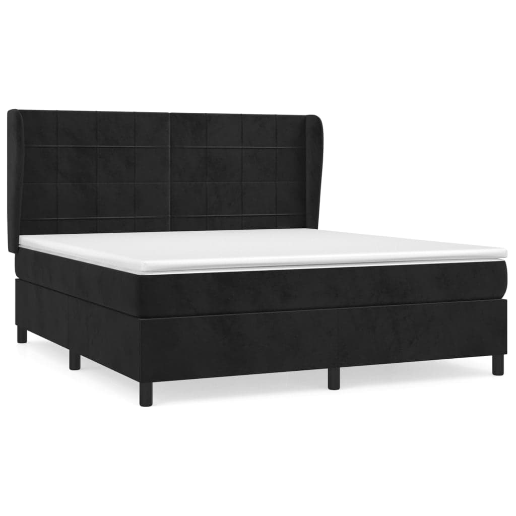 vidaXL Cama com Molas/colchão 160x200 cm Veludo Preto - 3645300655