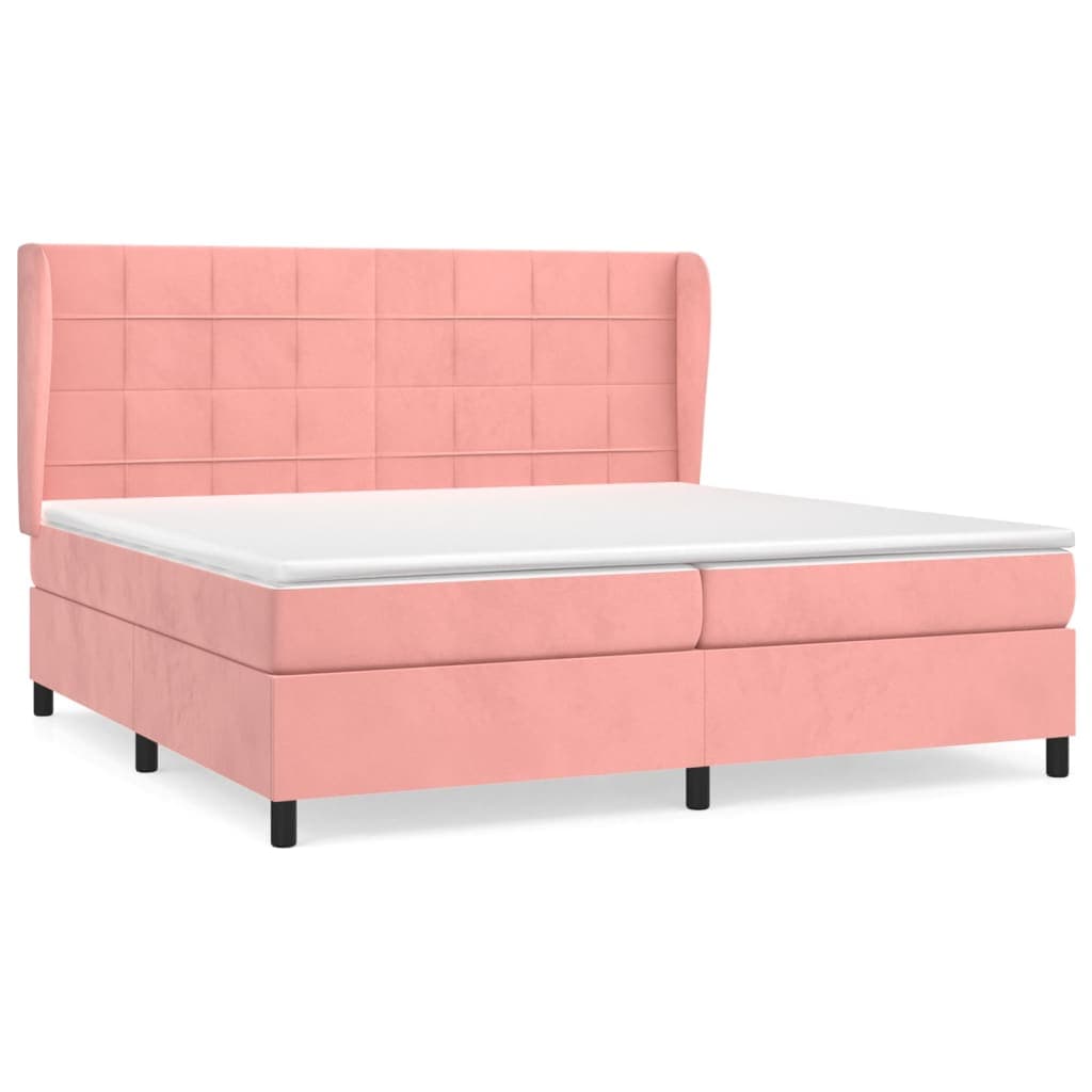 vidaXL Cama com molas/colchão 200x200 cm veludo rosa