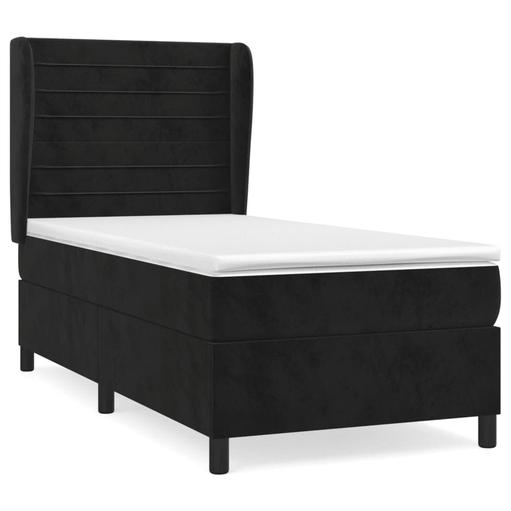 vidaXL Cama com molas/colchão 80x200 cm veludo preto