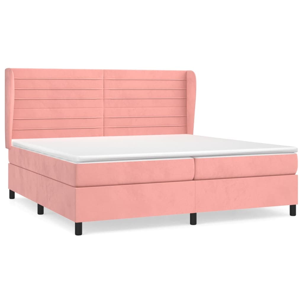 vidaXL Cama com molas/colchão 200x200 cm veludo rosa