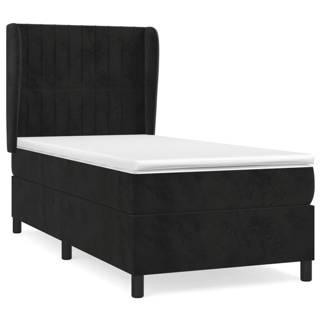 vidaXL Cama com molas/colchão 100x200 cm veludo preto