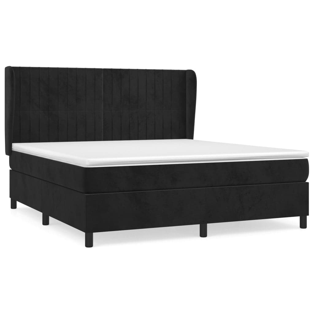 vidaXL Cama com Molas/colchão 160x200 cm Veludo Preto - 2396918302