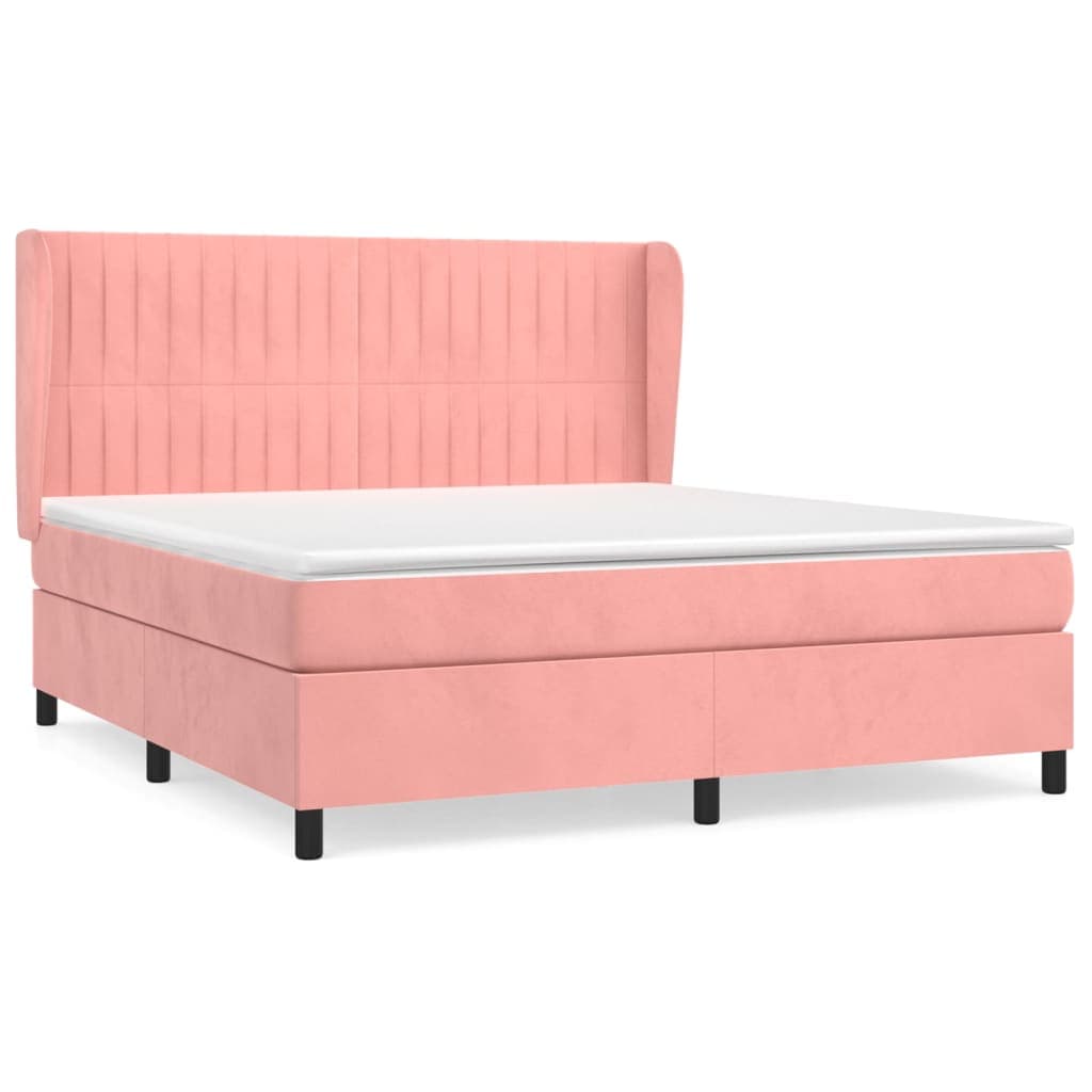 vidaXL Cama com molas/colchão 180x200 cm veludo rosa