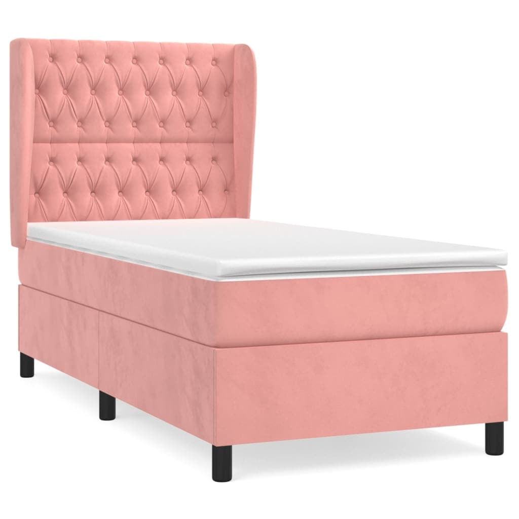 vidaXL Cama com Molas/colchão 90x190 cm Veludo Rosa - 3308570680
