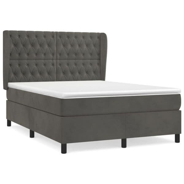 vidaXL Cama com Molas/colchão 140x200 cm Veludo Cinzento-escuro - 1260034268