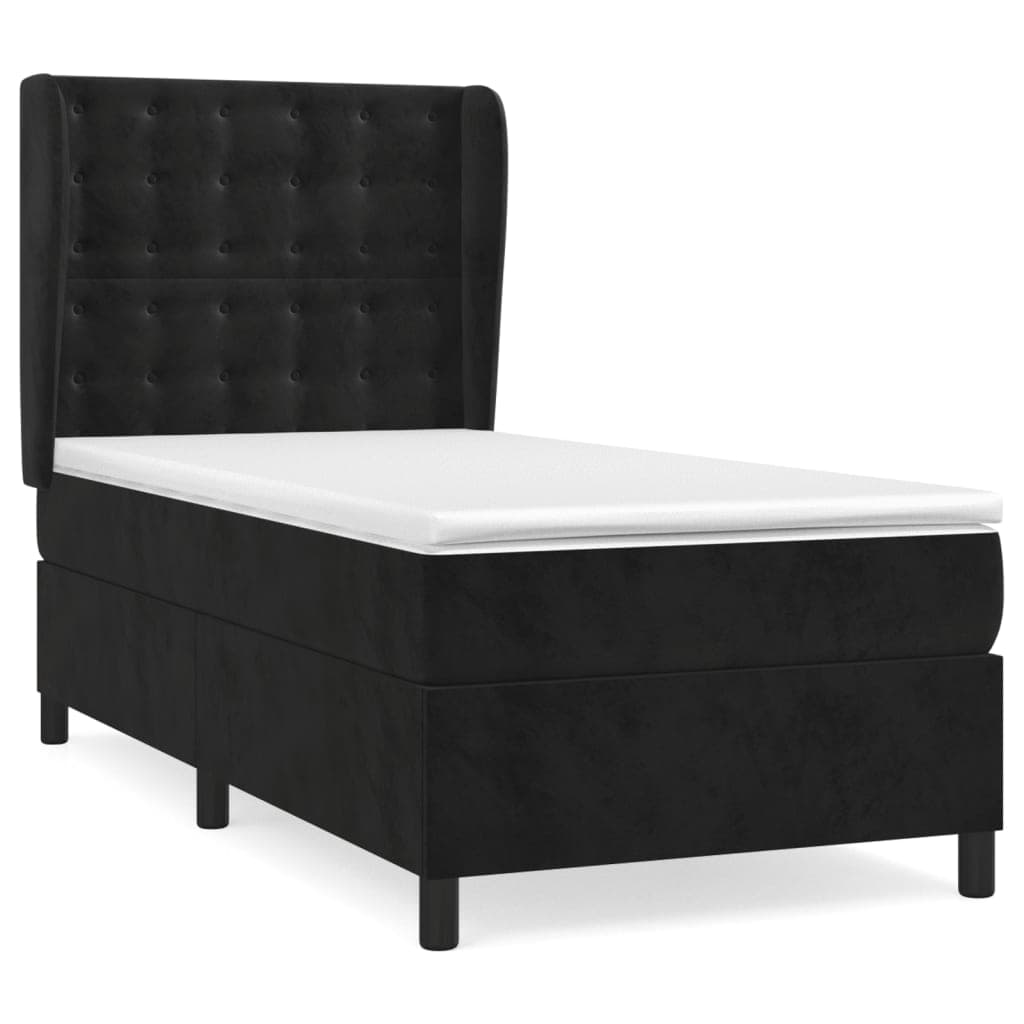 vidaXL Cama com molas/colchão 100x200 cm veludo preto