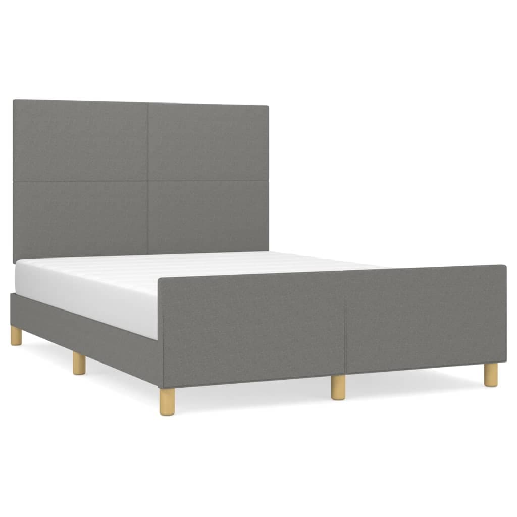 vidaXL Estrutura de cama sem colchão 140x190 cm tecido cinzento-escuro