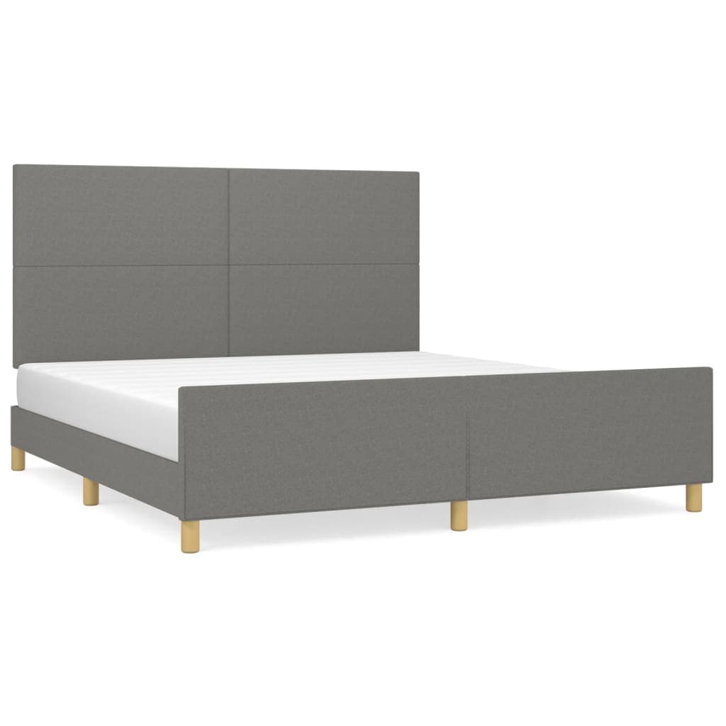 vidaXL Estrutura de cama sem colchão 180x200 cm tecido cinzento-escuro