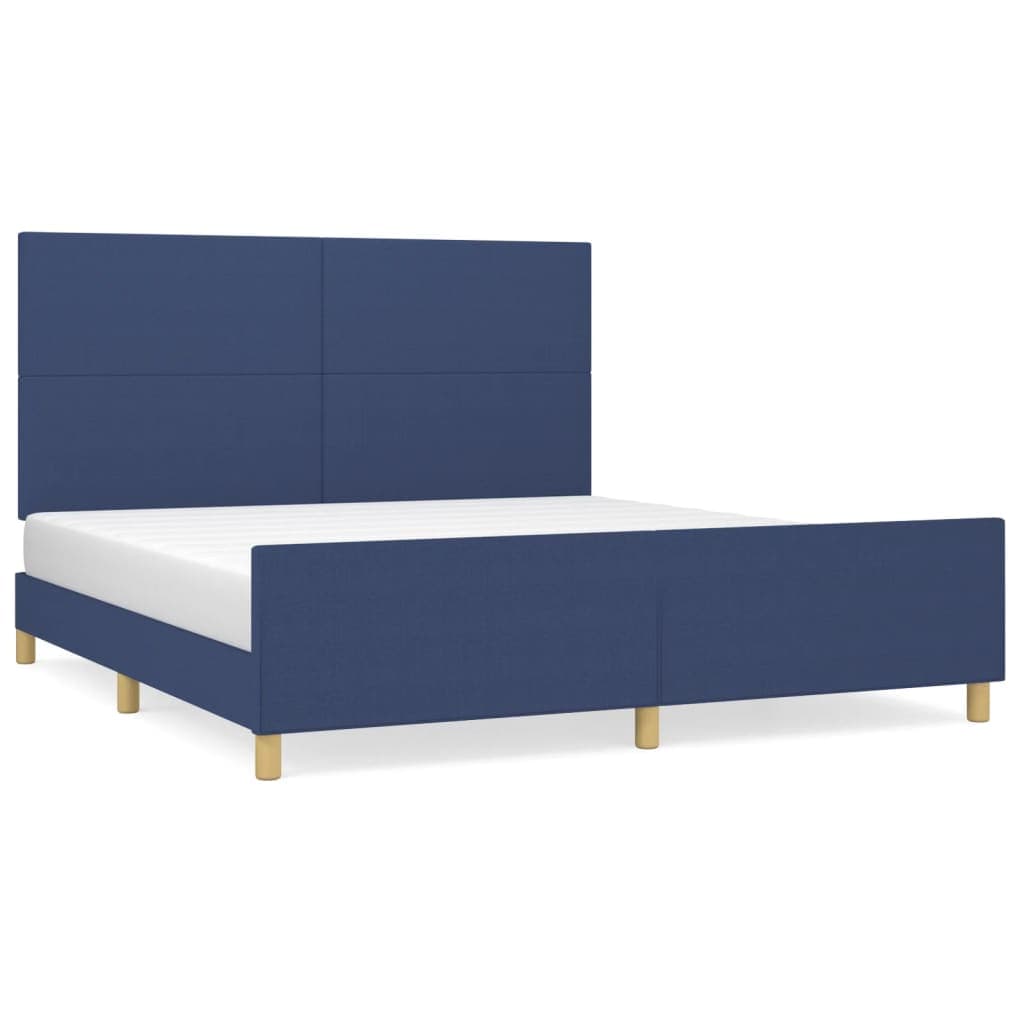 vidaXL Estrutura de cama sem colchão 180x200 cm tecido azul