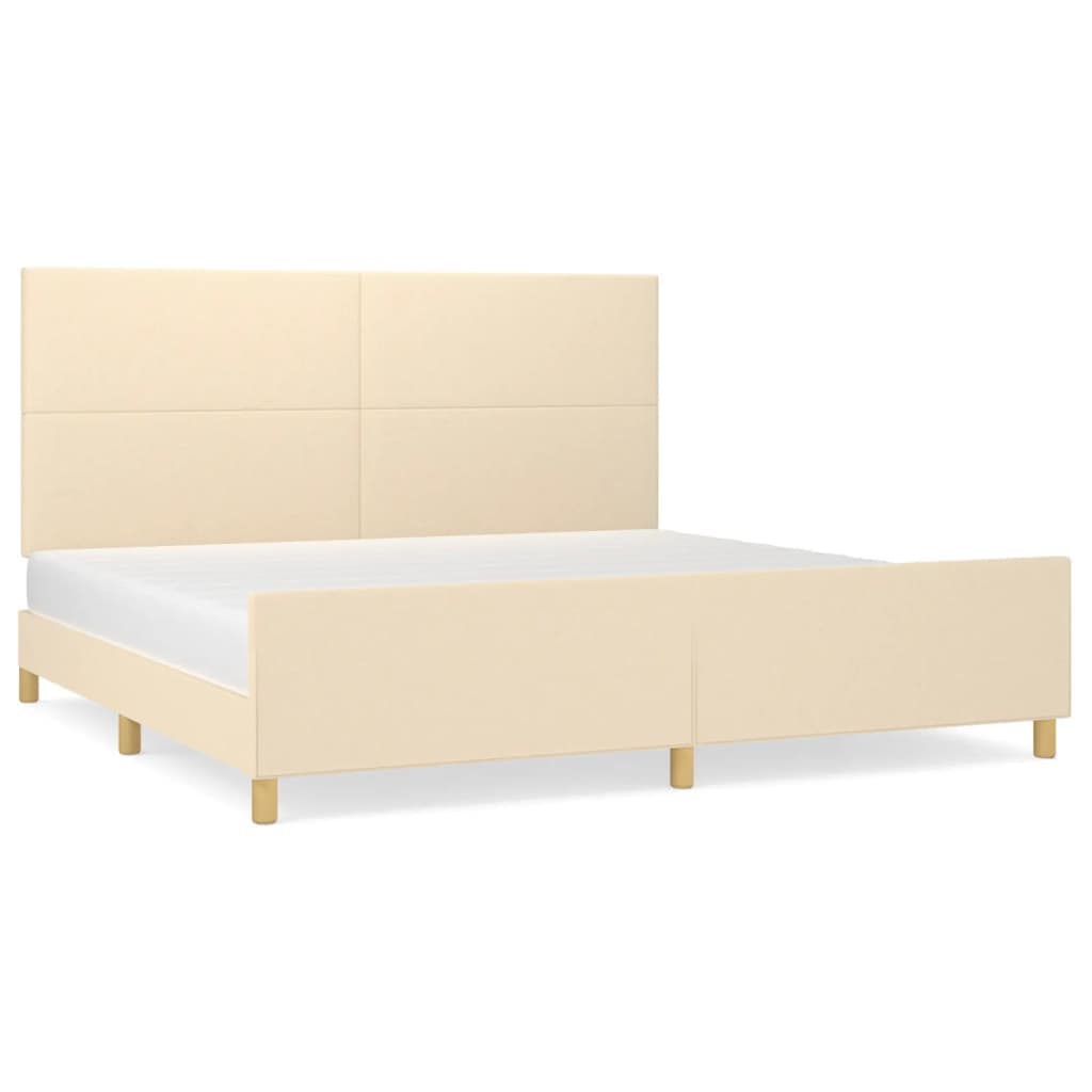 vidaXL Estrutura de cama sem colchão 200x200 cm tecido cor creme
