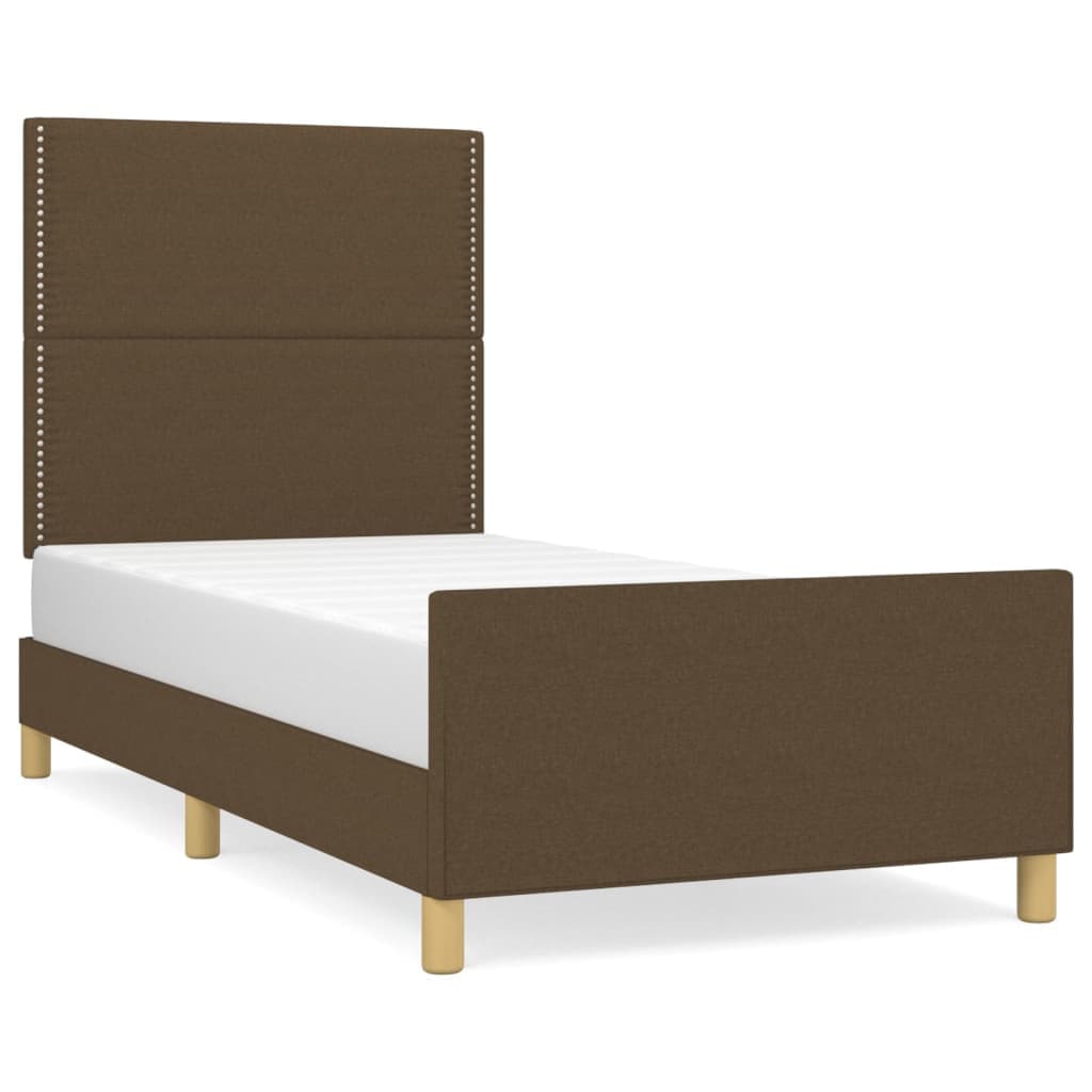 vidaXL Estrutura de cama sem colchão 100x200 cm tecido castanho-escuro