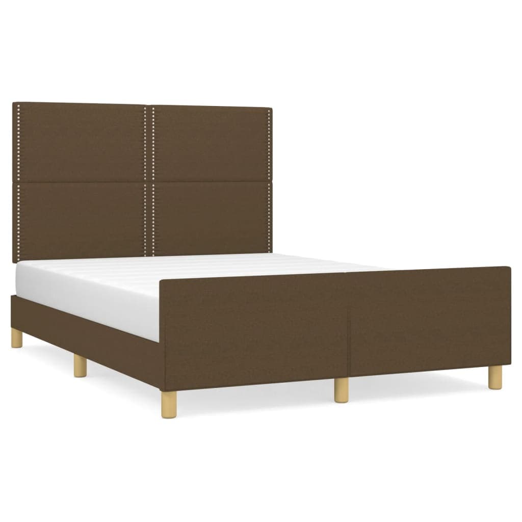 vidaXL Estrutura de cama sem colchão 140x190 cm tecido castanho-escuro