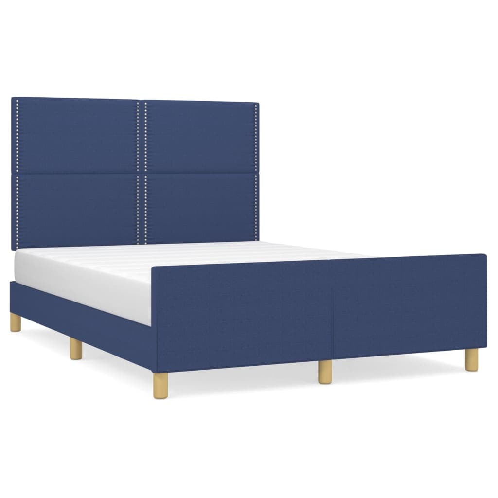vidaXL Estrutura de cama sem colchão 140x190 cm tecido azul
