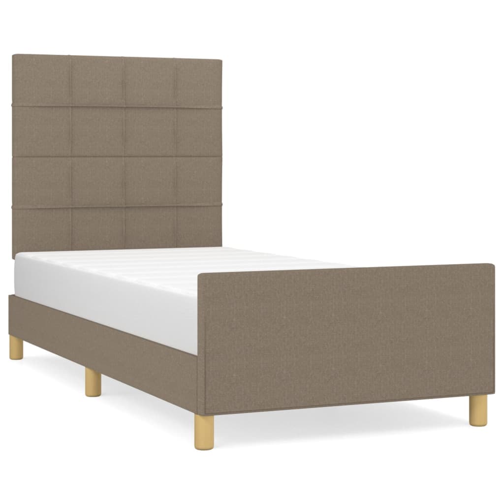 vidaXL Estrutura cama sem colchão 100x200 cm tecido cinza-acastanhado