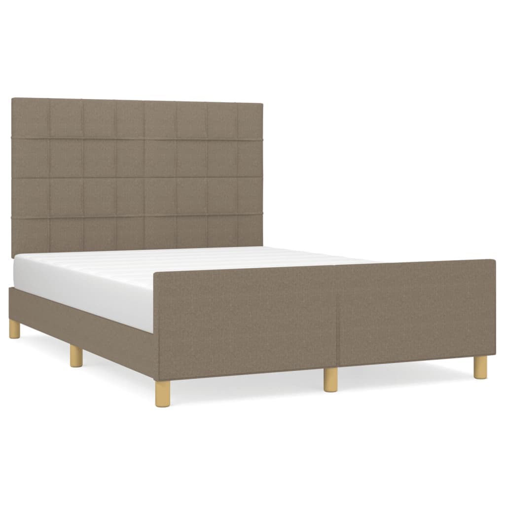 vidaXL Estrutura Cama Cabeceira 140x190 cm Tecido Castanho-acinzentado - 828064658