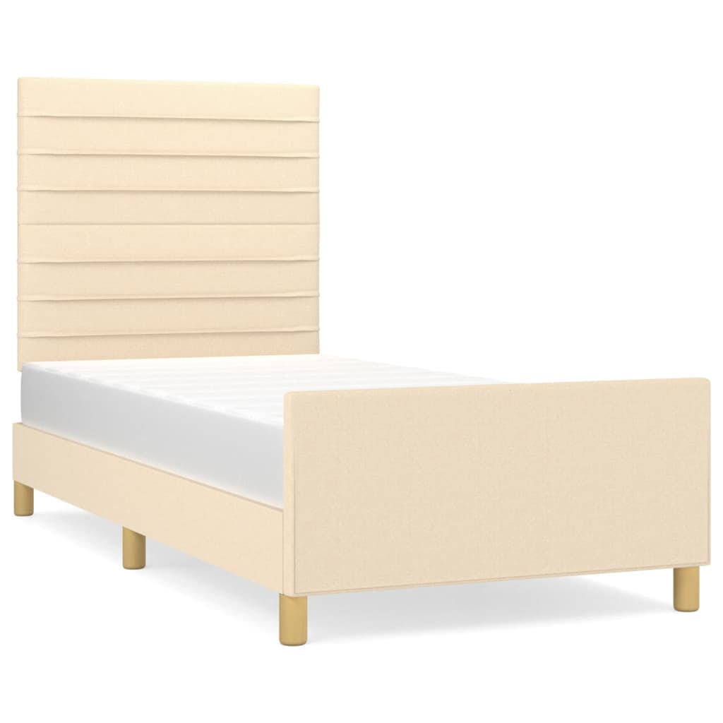 vidaXL Estrutura de cama sem colchão 90x200 cm tecido creme