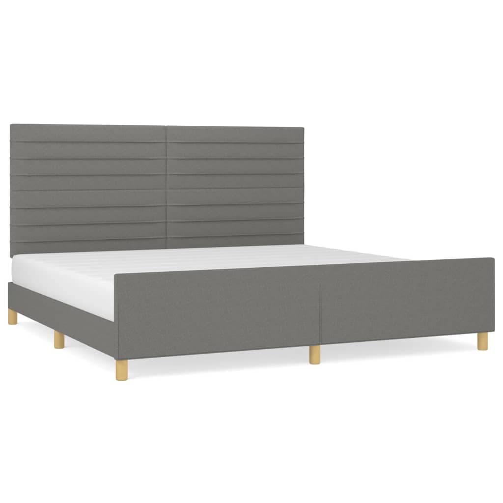 vidaXL Estrutura de cama sem colchão 200x200 cm tecido cinzento-escuro
