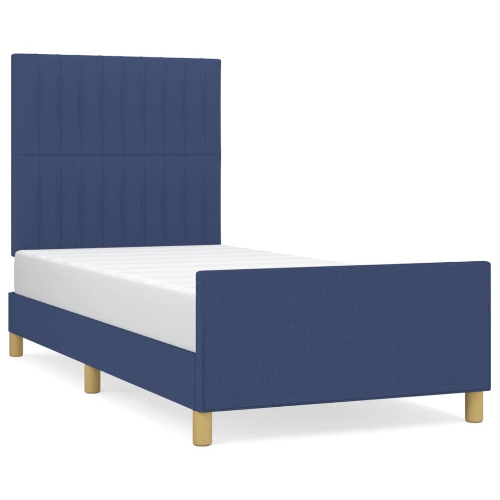vidaXL Estrutura de Cama com Cabeceira Tecido 80x200 cm Azul - 96636734