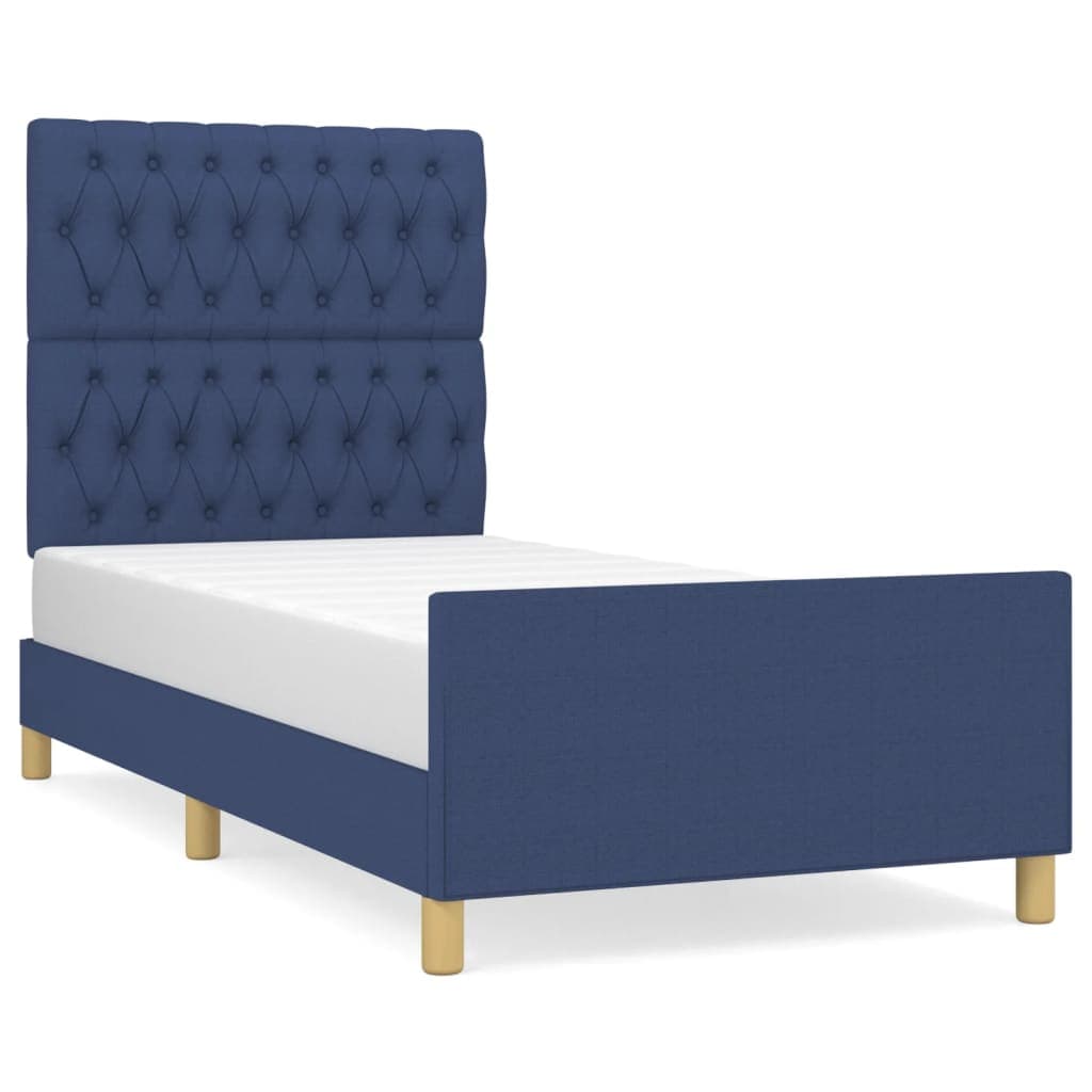 vidaXL Estrutura de cama sem colchão 90x200 cm tecido azul