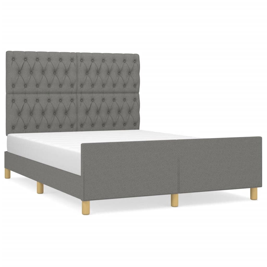 Estrutura de Cama com Cabeceira 140x200cm Tecido Cinzento-escuro - 3125301