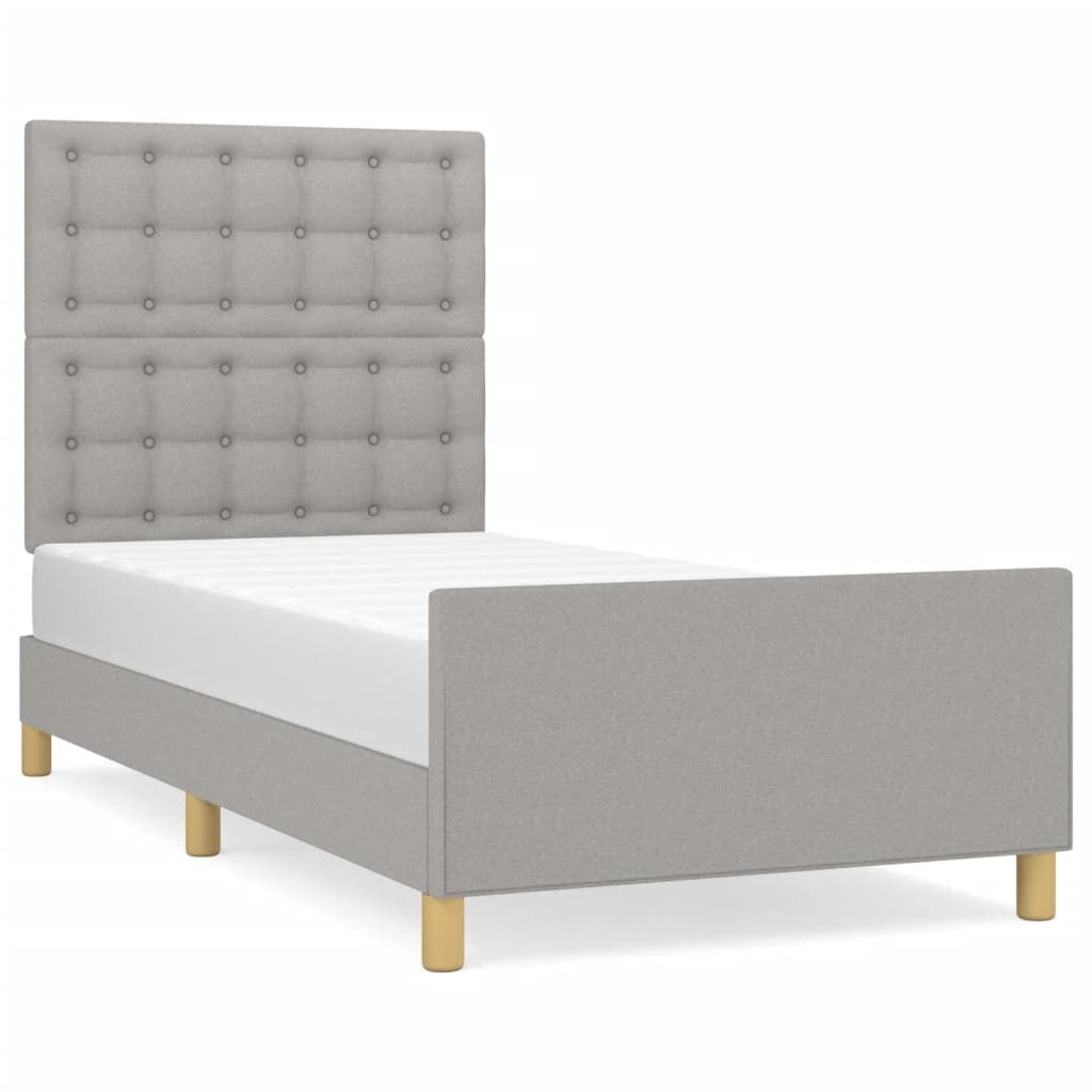 vidaXL Estrutura de cama sem colchão 100x200 cm tecido cinzento-claro