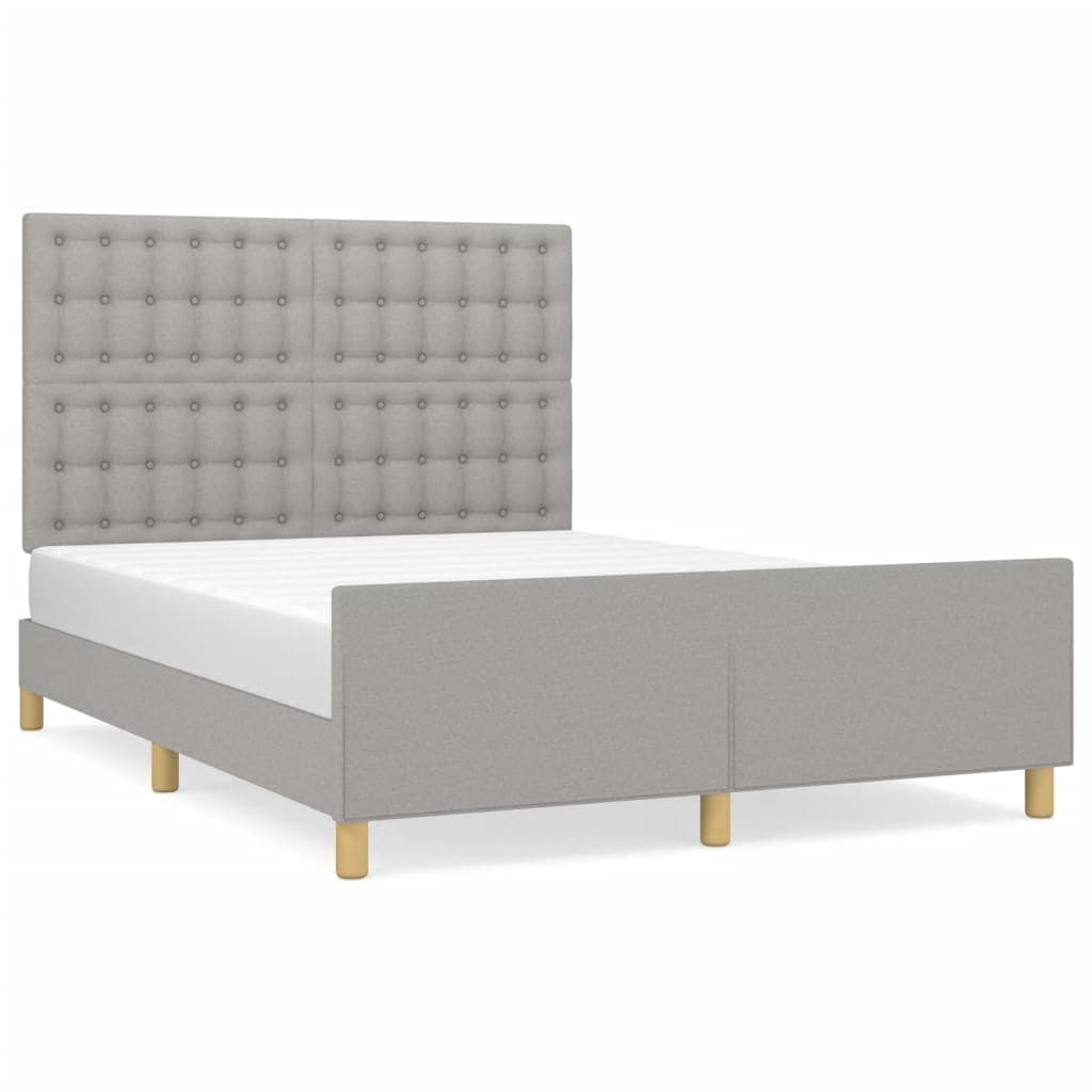 vidaXL Estrutura de cama sem colchão 140x190 cm tecido cinzento-claro