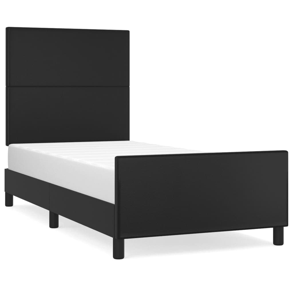 vidaXL Estrutura de cama c/ cabeceira couro artificial 80x200 cm preto