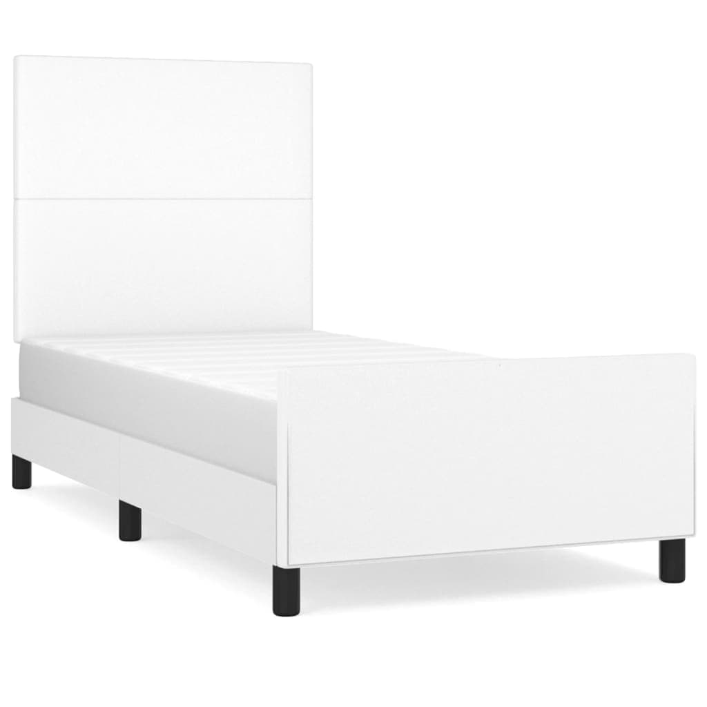 vidaXL Estrutura de cama c/ cabeceira couro artificial 80x200cm branco