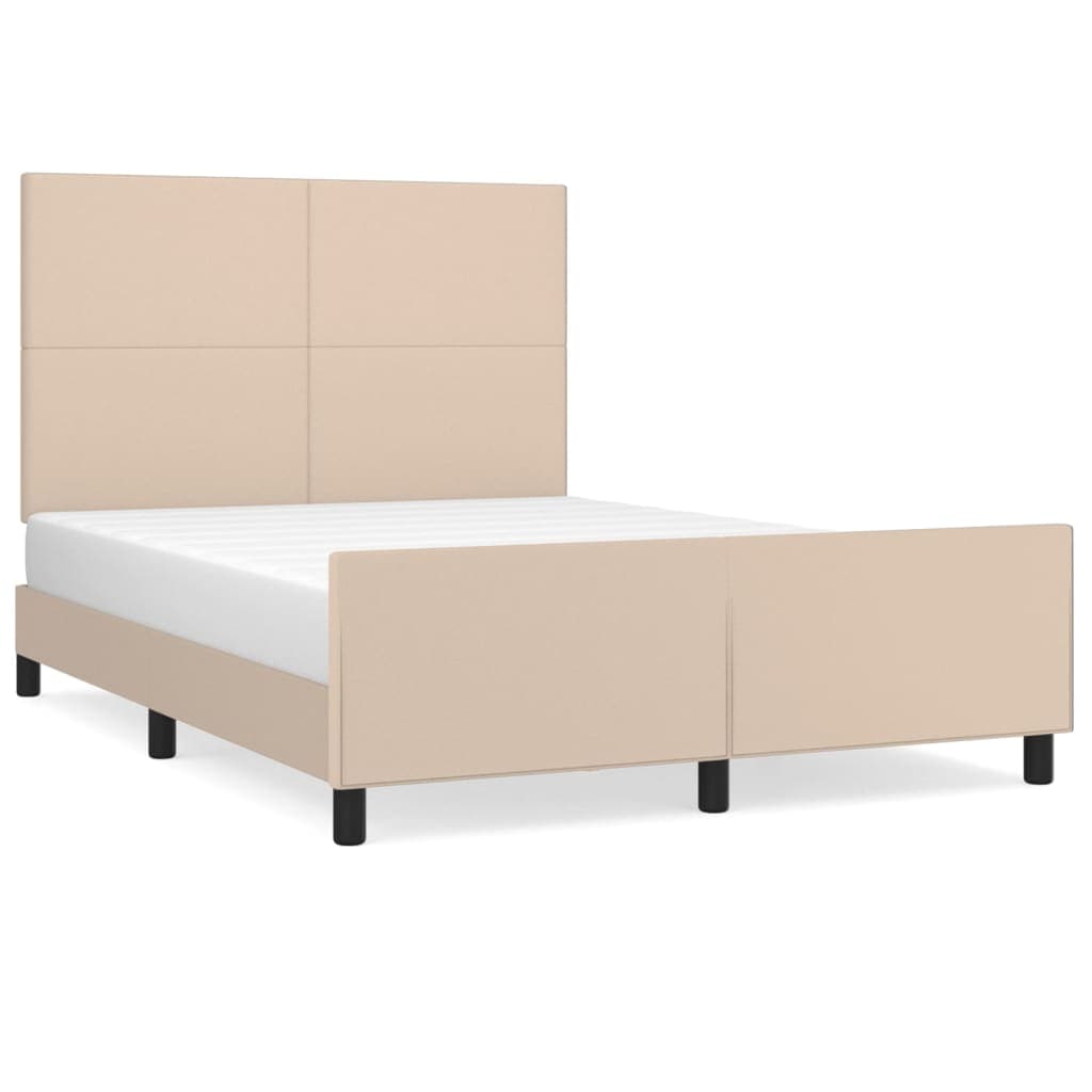 vidaXL Estrutura Cama com Cabeceira Couro Artificial 140x190 cm Cappuccino - 2942024436