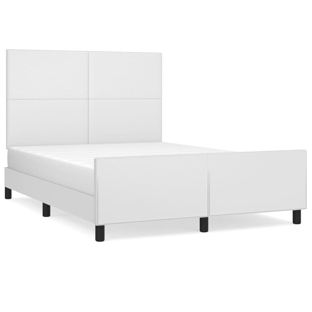 vidaXL Estrutura cama c/ cabeceira 140x200 cm couro artificial branco