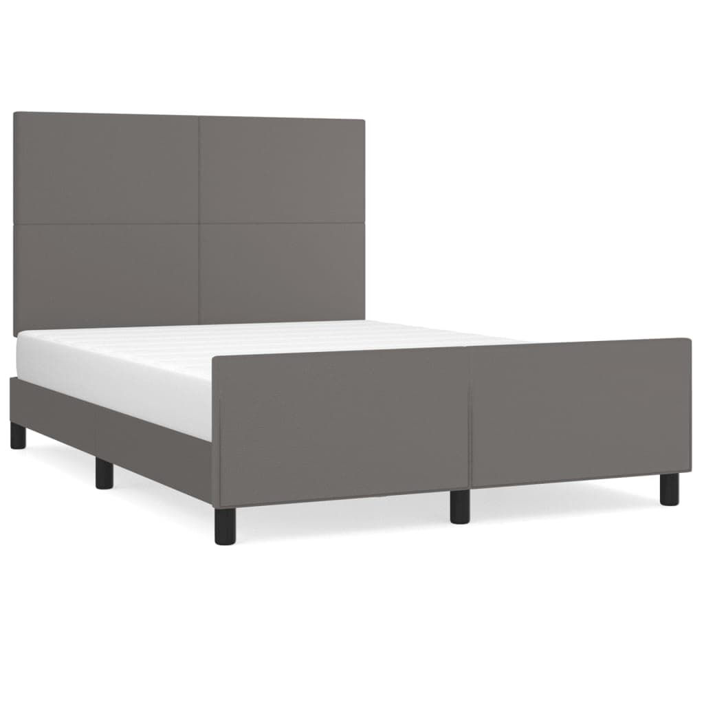 vidaXL Estrutura Cama com Cabeceira 140x200cm Couro Artificial Cinzento - 3744550523