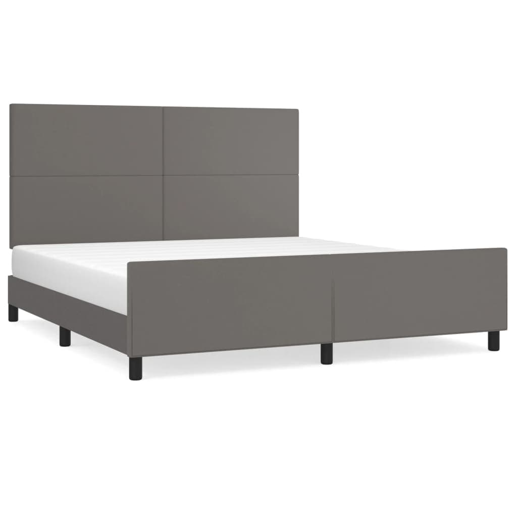 vidaXL Estrutura cama c/ cabeceira couro artificial 160x200cm cinzento