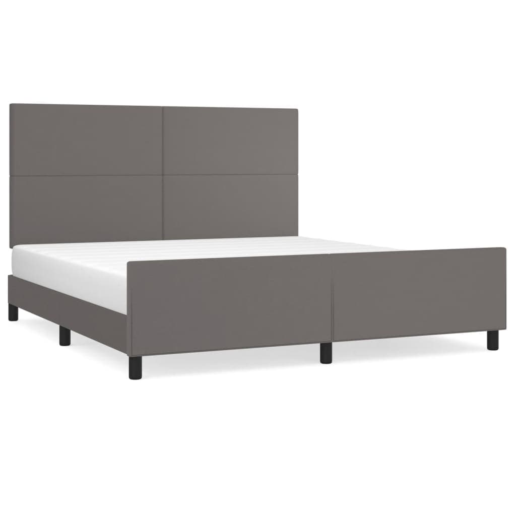vidaXL Estrutura cama c/ cabeceira 180x200cm couro artificial cinzento