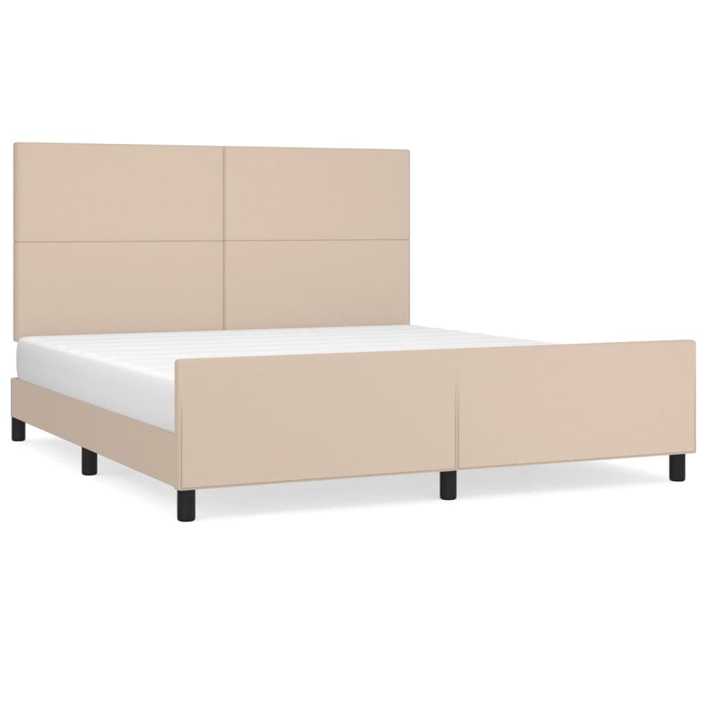 vidaXL Estrutura Cama Cabeceira 180x200 cm Couro Artificial Cappuccino - 2326618373