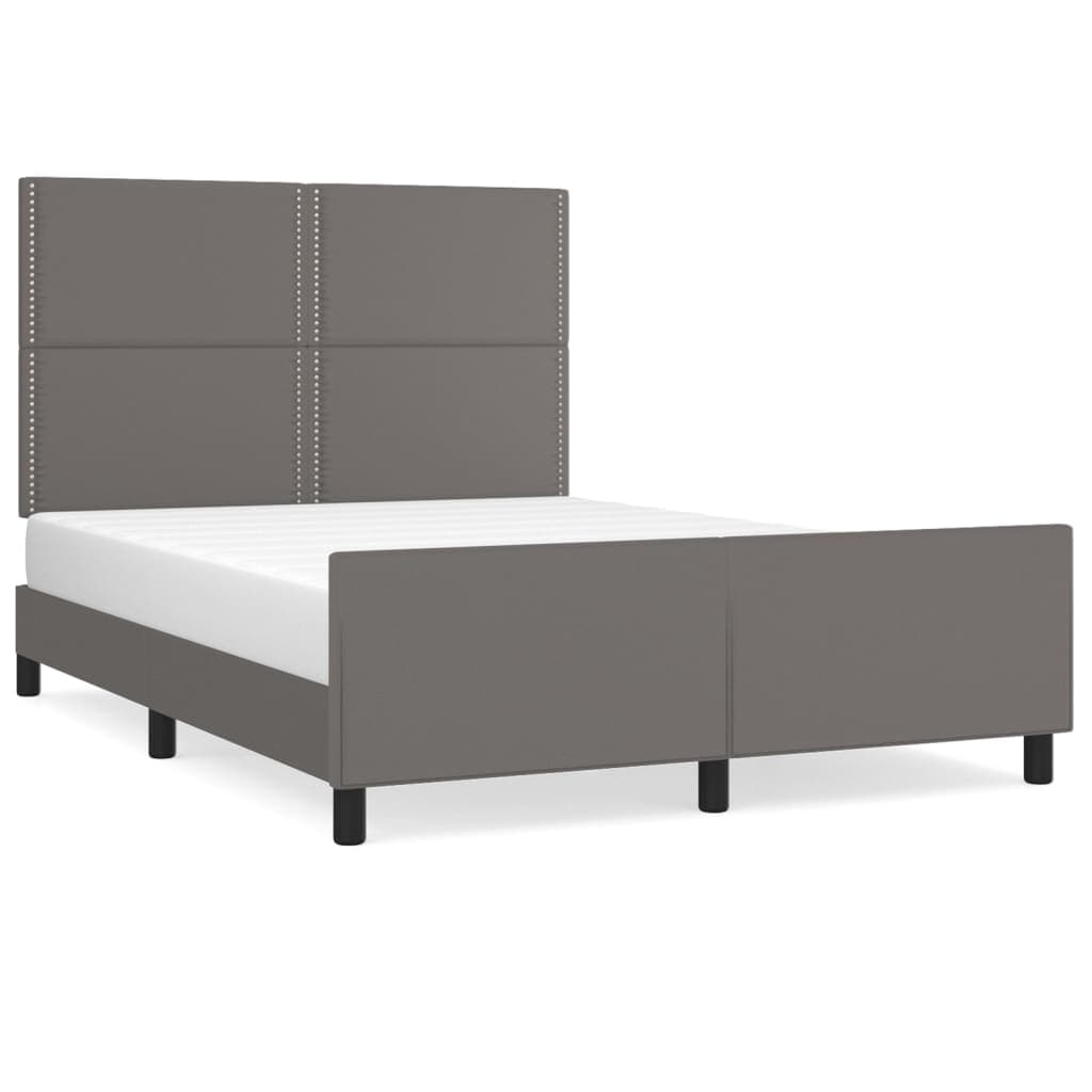vidaXL Estrutura Cama com Cabeceira 140x200cm Couro Artificial Cinzento - 597078258