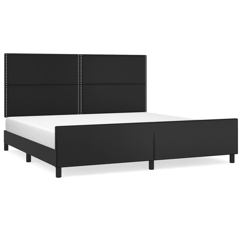 vidaXL Estrutura cama c/ cabeceira 200x200 cm couro artificial preto