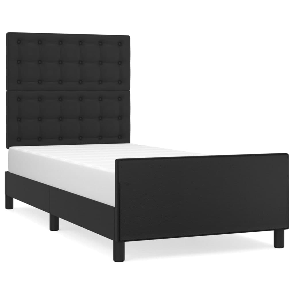 vidaXL Estrutura de cama c/ cabeceira couro artificial 80x200 cm preto