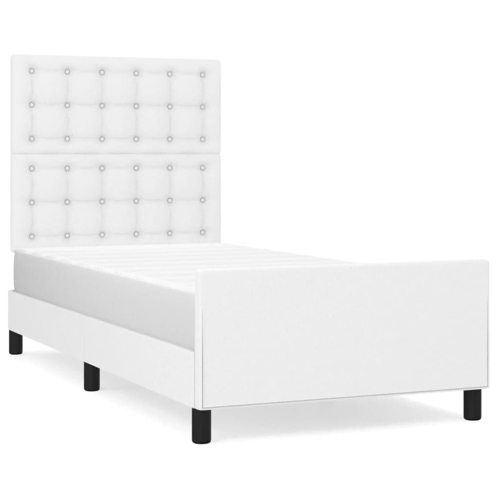 vidaXL Estrutura de cama c/ cabeceira couro artificial 80x200cm branco