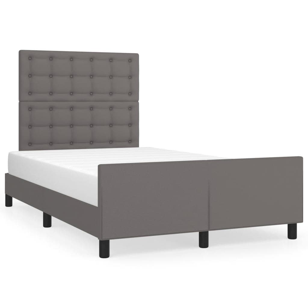 vidaXL Estrutura cama c/ cabeceira 120x200cm couro artificial cinzento