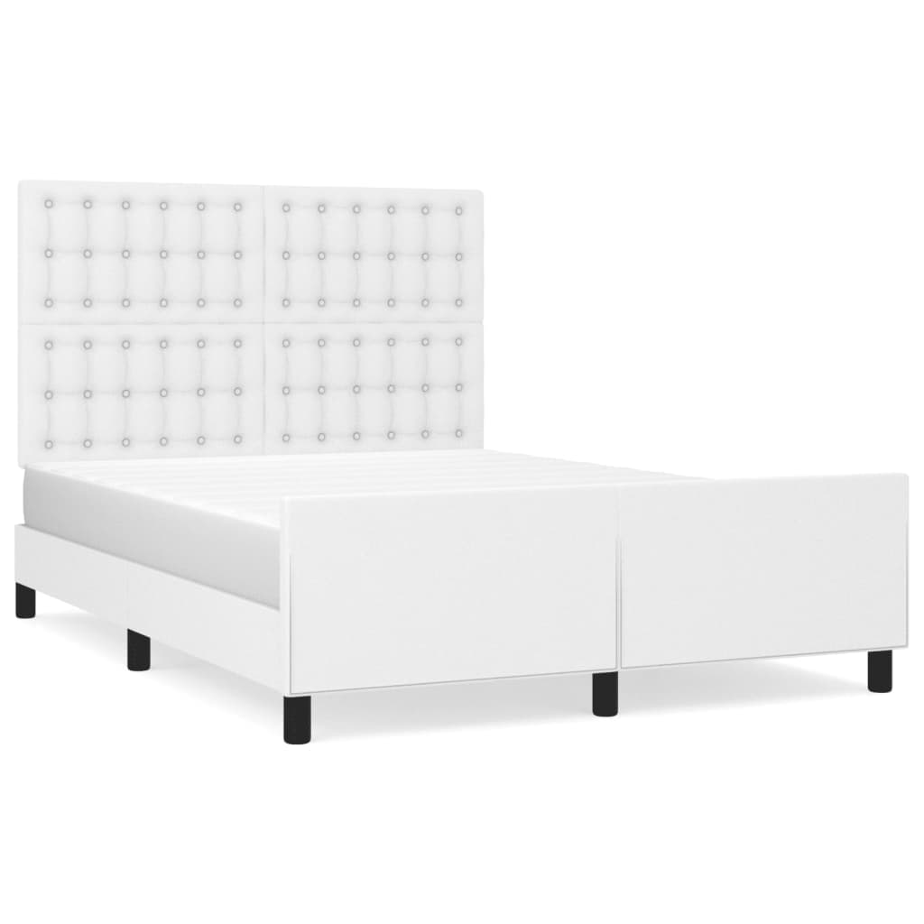 vidaXL Estrutura cama c/ cabeceira couro artificial 140x190 cm branco