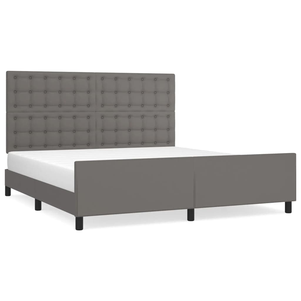 vidaXL Estrutura cama c/ cabeceira couro artificial 160x200cm cinzento