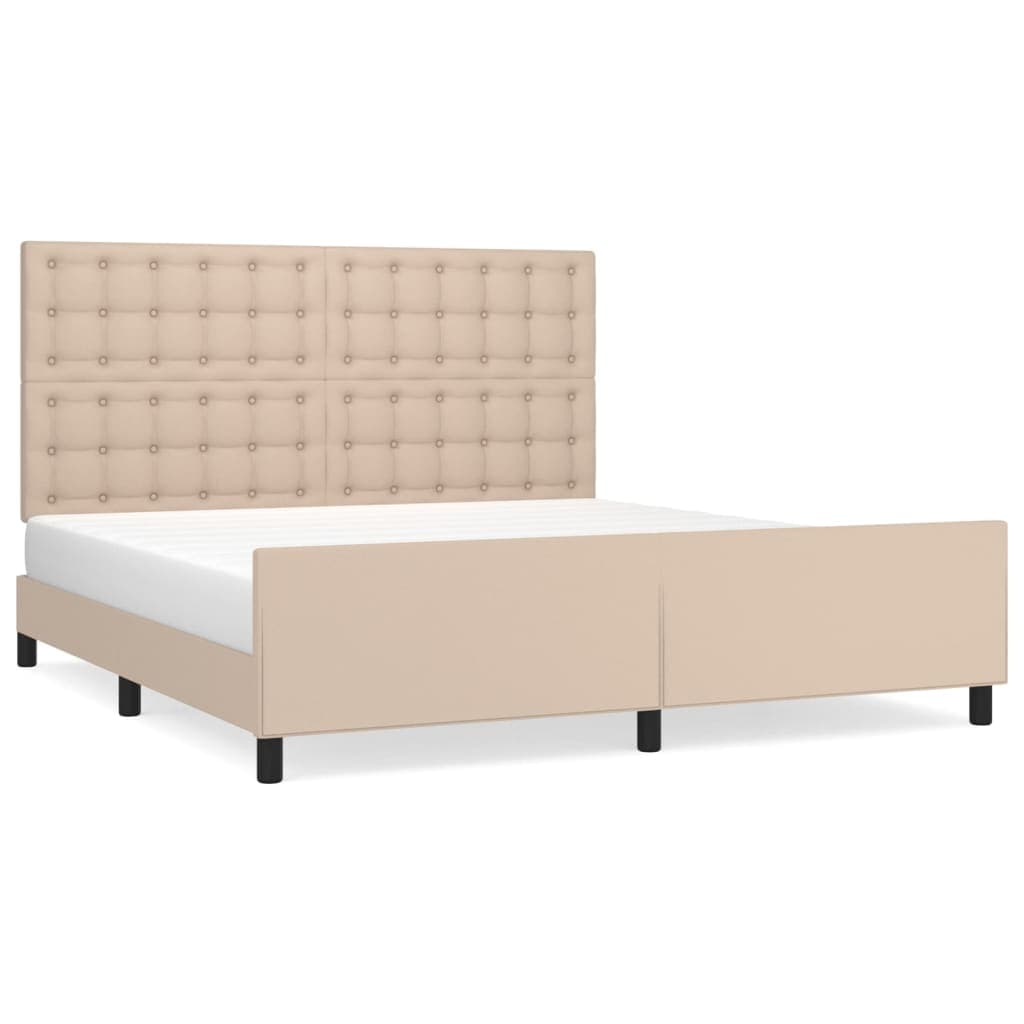 vidaXL Estrutura cama cabeceira 180x200 cm couro artificial cappuccino