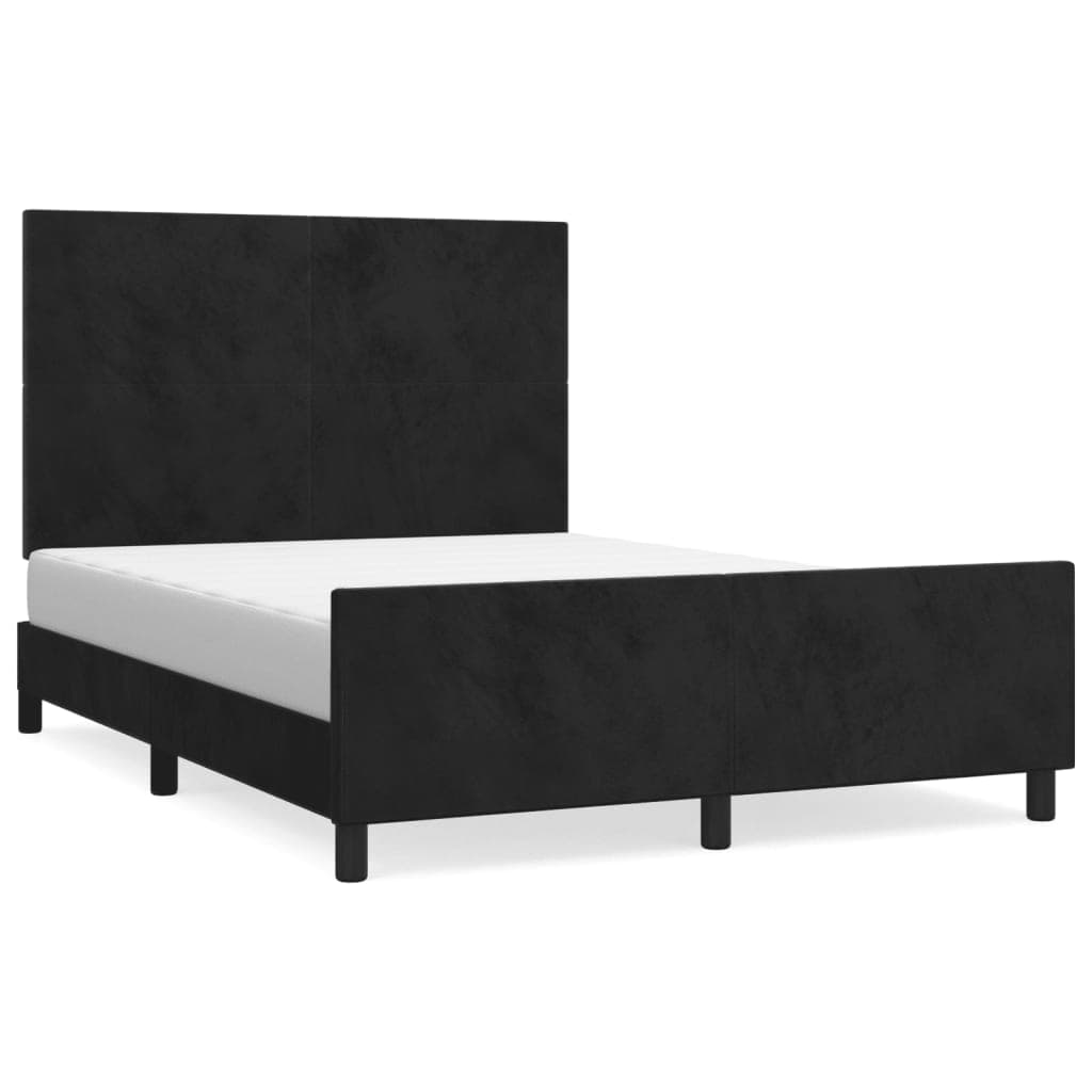 vidaXL Estrutura de Cama com Cabeceira 140x190 cm Veludo Preto - 2374171018
