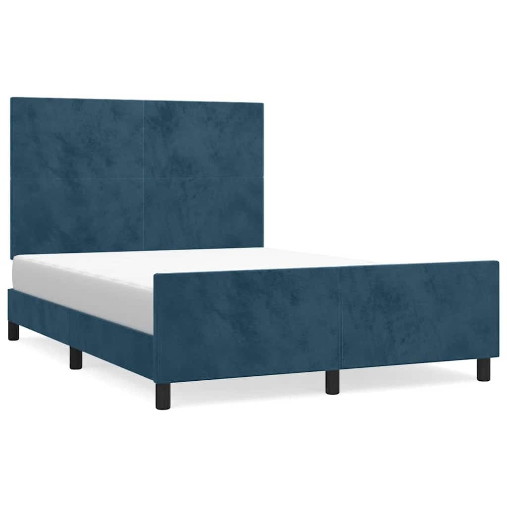 vidaXL Estrutura de cama sem colchão 140x190 cm veludo azul-escuro